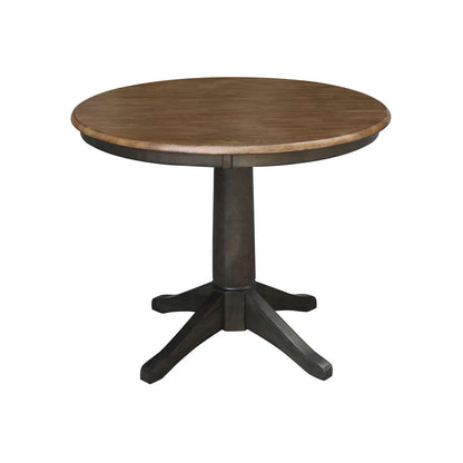 International Concepts (Set of 3 Pcs) -36in Round Top Ped Table with 2 X-Back Chairs in Hickory/Washed Coal Finish - K45-36RT-27B-C613-2 veiw 4