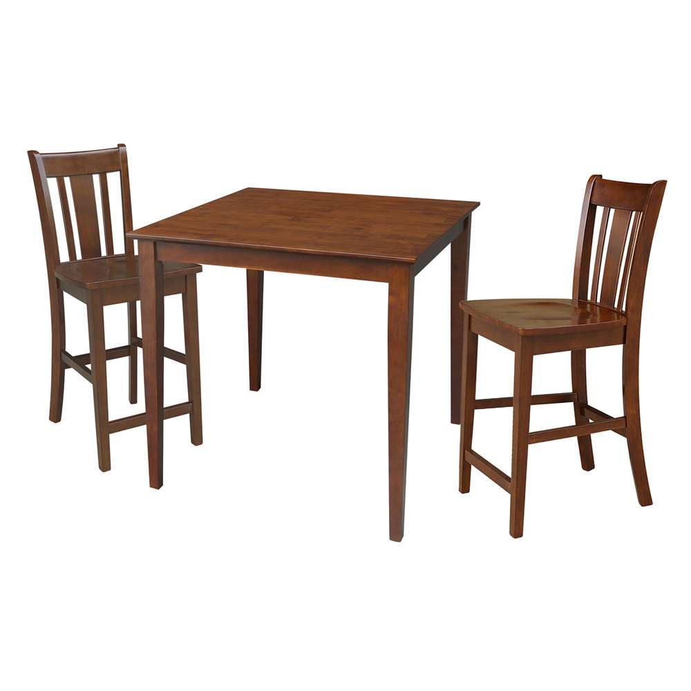 International Concepts (Set of 3 Pcs) - 36X36 Counter Height Dining Table with 2 RTA Counter Height Stools in Espresso Finish - K581-3636-S102-2 veiw 1