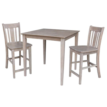 International Concepts (Set of 3 Pcs) - 36X36 Counter Height Dining Table with 2 San Remo Counter Height Stools in Washed Gray Taupe Finish - K09-3636-S102-2 veiw 1
