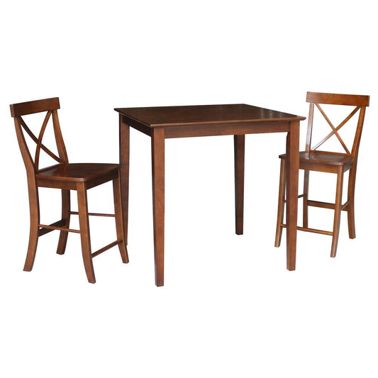 International Concepts (Set of 3 Pcs) - 36X36 Counter Height Dining Table with 2 RTA Counter Height Stools, 24inSH in Espresso Finish - K581-3636-S6132-2 veiw 1