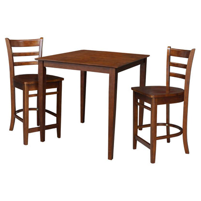 International Concepts (Set of 3 Pcs) - 36X36 Counter Height Dining Table with 2 RTA Counter Height Stools in Espresso Finish - K581-3636-S6172-2 veiw 1