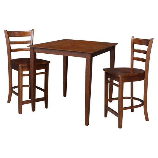 International Concepts (Set of 3 Pcs) - 36X36 Counter Height Dining Table with 2 RTA Counter Height Stools in Espresso Finish - K581-3636-S6172-2 veiw 1