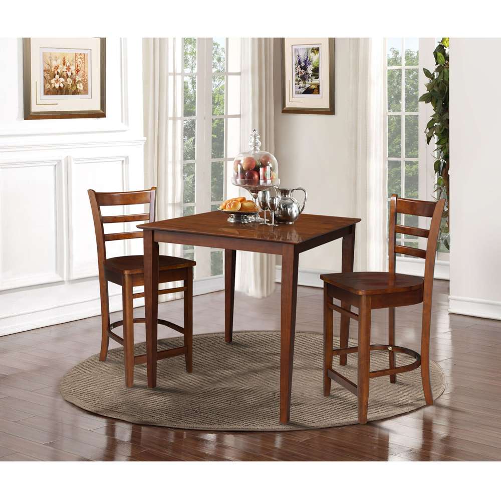 International Concepts (Set of 3 Pcs) - 36X36 Counter Height Dining Table with 2 RTA Counter Height Stools in Espresso Finish - K581-3636-S6172-2 veiw 2