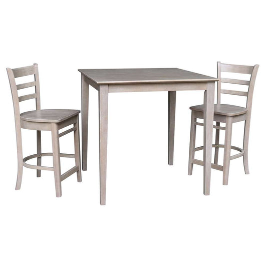 International Concepts (Set of 3 Pcs) - 36X36 Counter Height Dining Table with 2 Stools in Washed Gray Taupe Finish - K09-3636-S6172-2 veiw 1