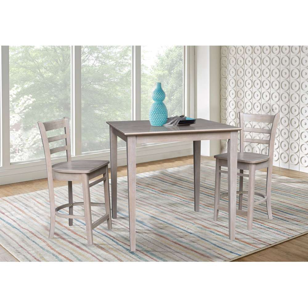 International Concepts (Set of 3 Pcs) - 36X36 Counter Height Dining Table with 2 Stools in Washed Gray Taupe Finish - K09-3636-S6172-2 veiw 2