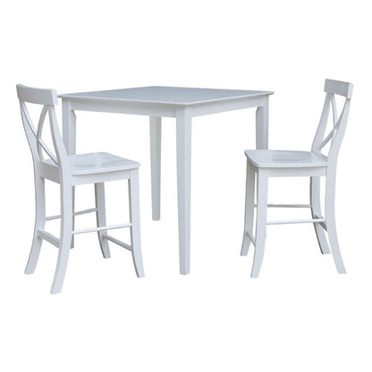 International Concepts (Set of 3 Pcs) - 36X36 Counter Height Dining Table with 2 X-Back Counter Height Stools in White Finish - K08-3636-S6132-2 veiw 1