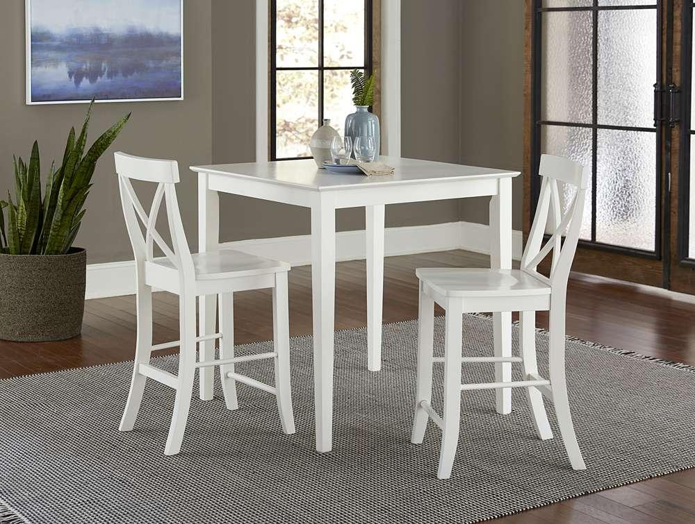 International Concepts (Set of 3 Pcs) - 36X36 Counter Height Dining Table with 2 X-Back Counter Height Stools in White Finish - K08-3636-S6132-2 veiw 2