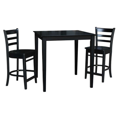 International Concepts (Set of 3 Pcs) - 36X36 Counter Height Table with 2 Counter Height Stools in Black Finish - K46-3636-S6172-2 veiw 1