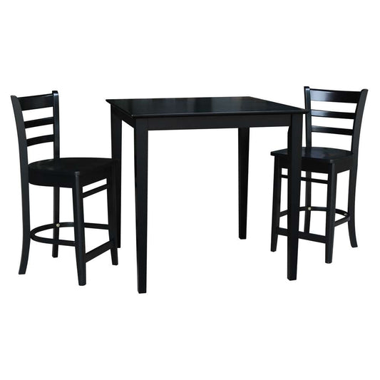 International Concepts (Set of 3 Pcs) - 36X36 Counter Height Table with 2 Counter Height Stools in Black Finish - K46-3636-S6172-2 veiw 1