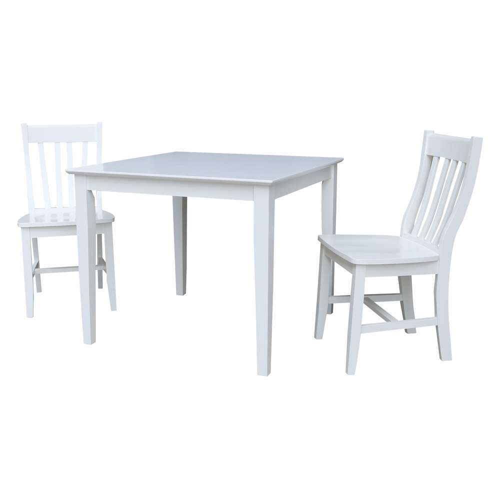 International Concepts (Set of 3 Pcs) - 36X36 Dining Table with 2 C08-61 Chairs in White Finish - K08-3636-C61-2 veiw 1