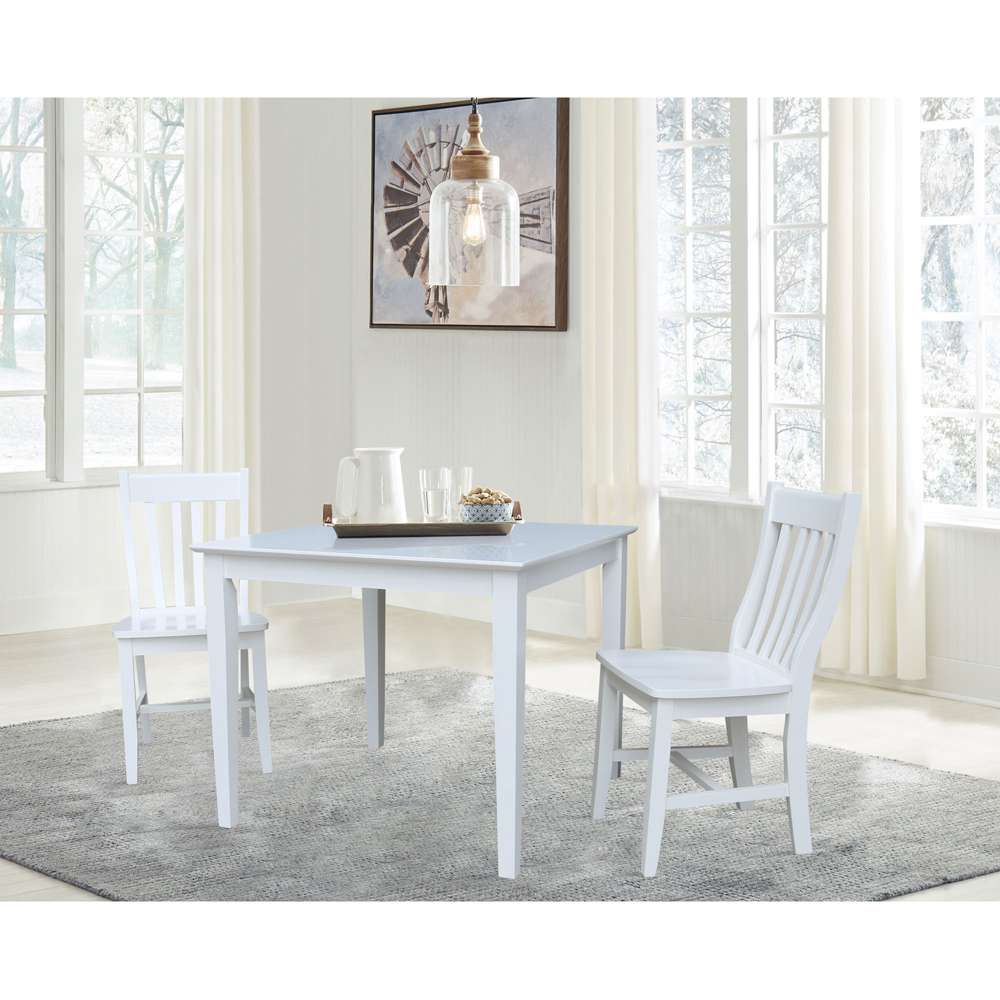 International Concepts (Set of 3 Pcs) - 36X36 Dining Table with 2 C08-61 Chairs in White Finish - K08-3636-C61-2 veiw 3