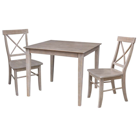 International Concepts (Set of 3 Pcs) - 36X36 Dining Table with 2 X-Back Side Chairs in Washed Gray Taupe Finish - K09-3636-C613-2 veiw 1