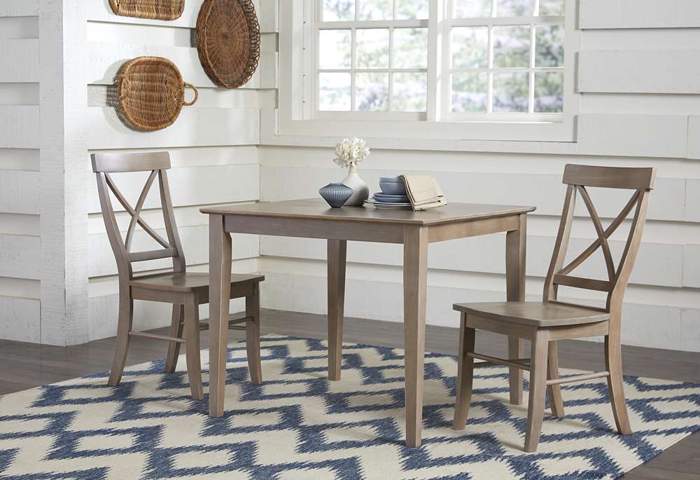 International Concepts (Set of 3 Pcs) - 36X36 Dining Table with 2 X-Back Side Chairs in Washed Gray Taupe Finish - K09-3636-C613-2 veiw 2