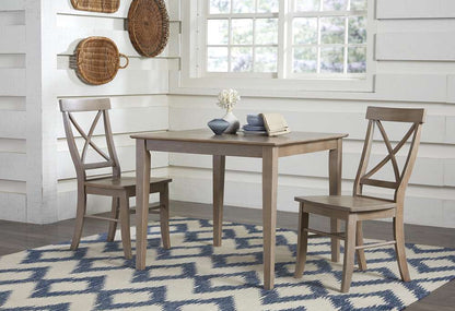International Concepts (Set of 3 Pcs) - 36X36 Dining Table with 2 X-Back Side Chairs in Washed Gray Taupe Finish - K09-3636-C613-2 veiw 2