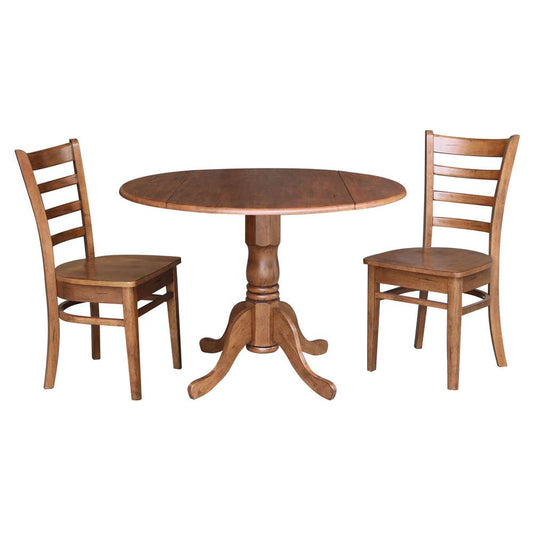 International Concepts (Set of 3 Pcs) - 42in Dual Drop Leaf Table with 2 Emily Side Chairs in Distressed Oak Finish - K42-42DP-C617P veiw 1
