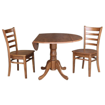 International Concepts (Set of 3 Pcs) - 42in Dual Drop Leaf Table with 2 Emily Side Chairs in Distressed Oak Finish - K42-42DP-C617P veiw 3