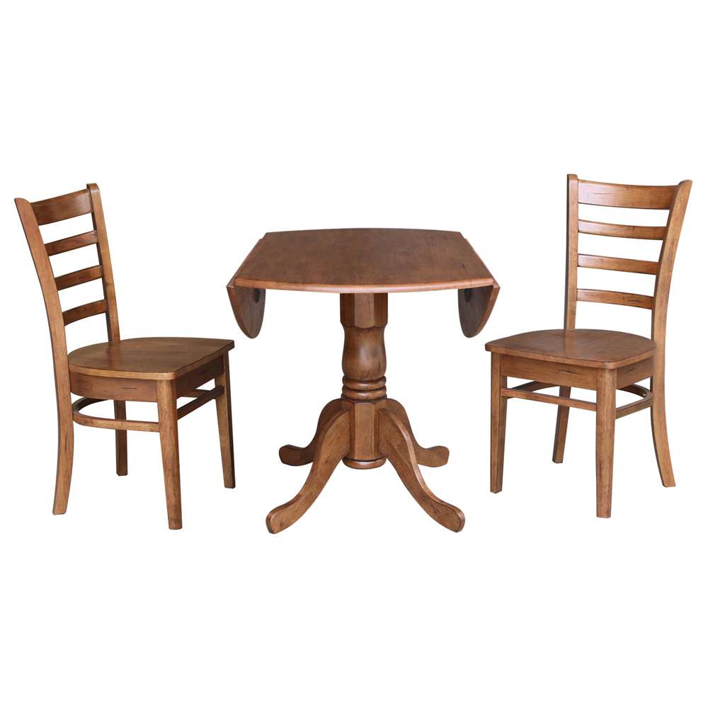 International Concepts (Set of 3 Pcs) - 42in Dual Drop Leaf Table with 2 Emily Side Chairs in Distressed Oak Finish - K42-42DP-C617P veiw 6