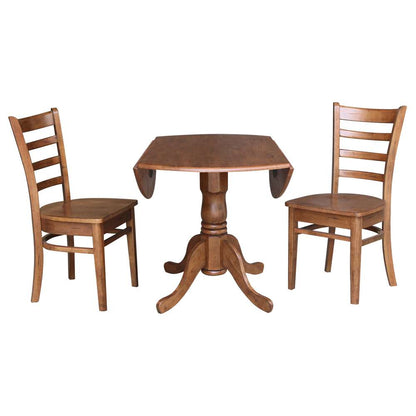 International Concepts (Set of 3 Pcs) - 42in Dual Drop Leaf Table with 2 Emily Side Chairs in Distressed Oak Finish - K42-42DP-C617P veiw 6