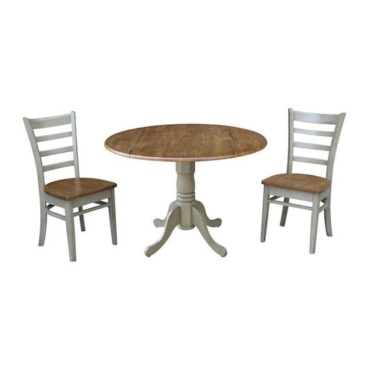 International Concepts (Set of 3 Pcs) - 42in Dual Drop Leaf Table with 2 Emily Side Chairs in Hickory/Stone Finish - K41-42DP-C617P veiw 1