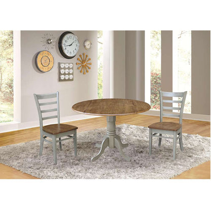 International Concepts (Set of 3 Pcs) - 42in Dual Drop Leaf Table with 2 Emily Side Chairs in Hickory/Stone Finish - K41-42DP-C617P veiw 5