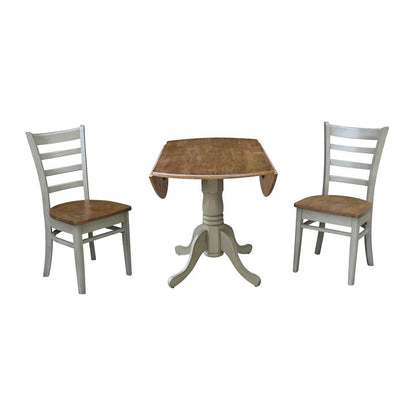 International Concepts (Set of 3 Pcs) - 42in Dual Drop Leaf Table with 2 Emily Side Chairs in Hickory/Stone Finish - K41-42DP-C617P veiw 8