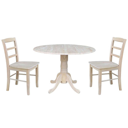 International Concepts (Set of 3 Pcs) - 42in Dual Drop Leaf Table with 2 Madrid Chairs - K-42DP-C2P-2 veiw 1