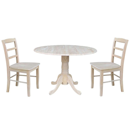 International Concepts (Set of 3 Pcs) - 42in Dual Drop Leaf Table with 2 Madrid Chairs - K-42DP-C2P-2 veiw 1