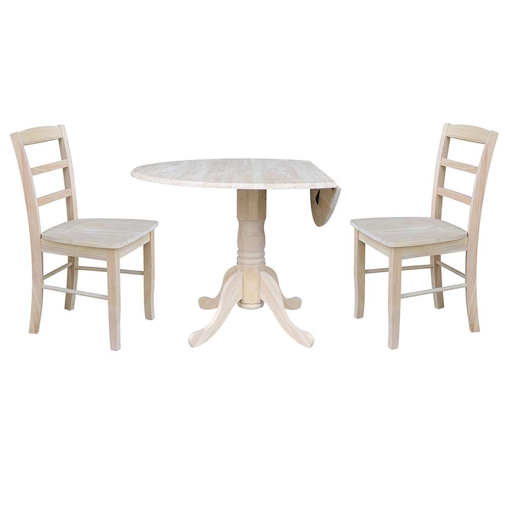 International Concepts (Set of 3 Pcs) - 42in Dual Drop Leaf Table with 2 Madrid Chairs - K-42DP-C2P-2 veiw 2