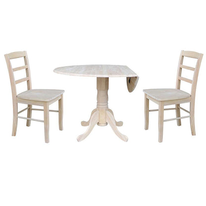 International Concepts (Set of 3 Pcs) - 42in Dual Drop Leaf Table with 2 Madrid Chairs - K-42DP-C2P-2 veiw 2