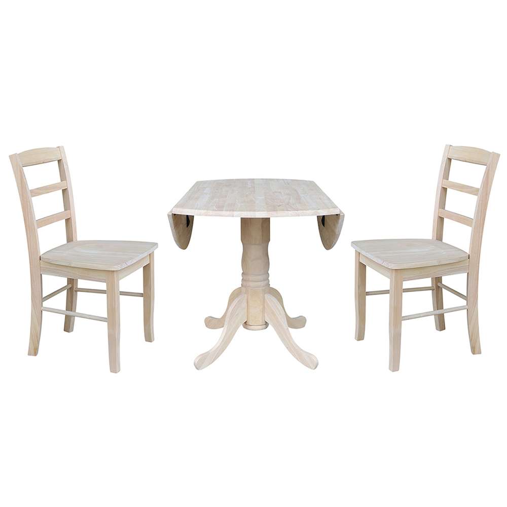 International Concepts (Set of 3 Pcs) - 42in Dual Drop Leaf Table with 2 Madrid Chairs - K-42DP-C2P-2 veiw 4