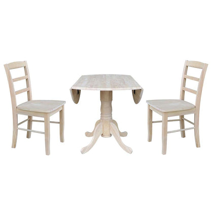 International Concepts (Set of 3 Pcs) - 42in Dual Drop Leaf Table with 2 Madrid Chairs - K-42DP-C2P-2 veiw 4