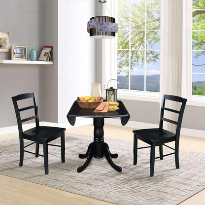International Concepts (Set of 3 Pcs) - 42in Dual Drop Leaf Table with 2 RTA Chairs in Black Finish - K46-42DP-C2P veiw 5