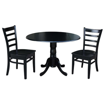 International Concepts (Set of 3 Pcs) - 42in Dual Drop Leaf Table with 2 RTA Chairs in Black Finish - K46-42DP-C617P veiw 1