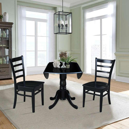 International Concepts (Set of 3 Pcs) - 42in Dual Drop Leaf Table with 2 RTA Chairs in Black Finish - K46-42DP-C617P veiw 5