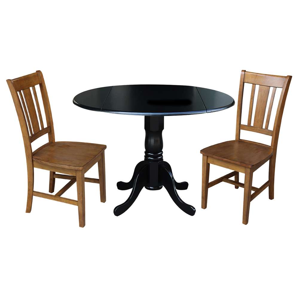 International Concepts (Set of 3 Pcs) - 42in Dual Drop Leaf Table with 2 RTA Chairs in Black Finish - K46-42DP-C59-10P veiw 1