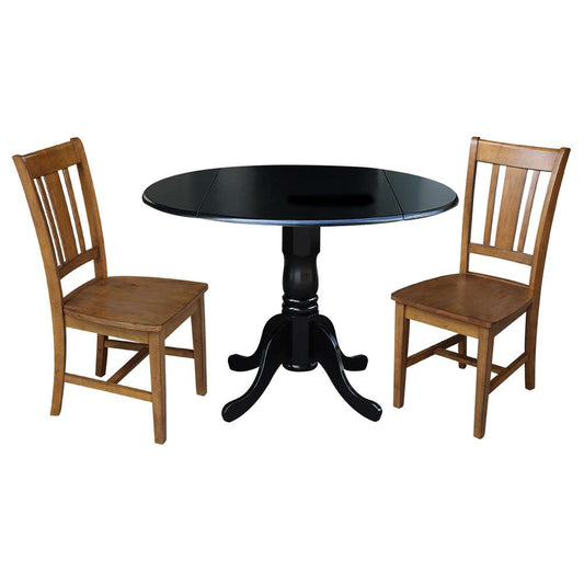 International Concepts (Set of 3 Pcs) - 42in Dual Drop Leaf Table with 2 RTA Chairs in Black Finish - K46-42DP-C59-10P veiw 1