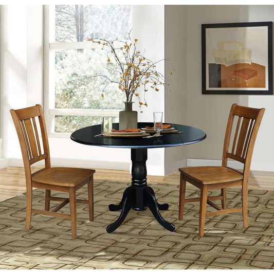 International Concepts (Set of 3 Pcs) - 42in Dual Drop Leaf Table with 2 RTA Chairs in Black Finish - K46-42DP-C59-10P veiw 2