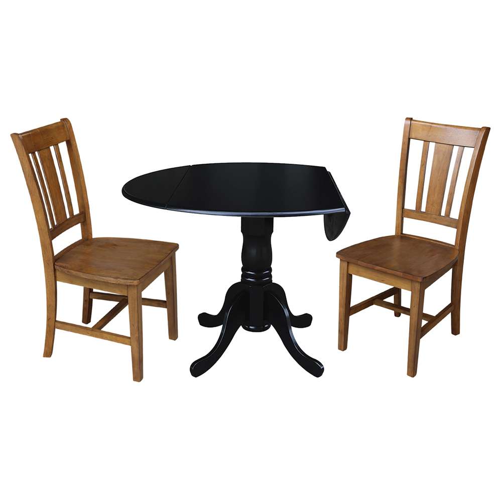 International Concepts (Set of 3 Pcs) - 42in Dual Drop Leaf Table with 2 RTA Chairs in Black Finish - K46-42DP-C59-10P veiw 4