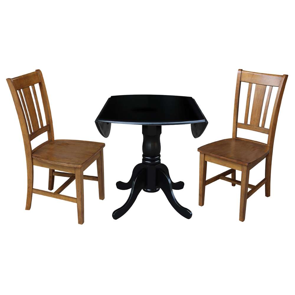 International Concepts (Set of 3 Pcs) - 42in Dual Drop Leaf Table with 2 RTA Chairs in Black Finish - K46-42DP-C59-10P veiw 6