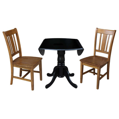International Concepts (Set of 3 Pcs) - 42in Dual Drop Leaf Table with 2 RTA Chairs in Black Finish - K46-42DP-C59-10P veiw 6