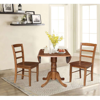 International Concepts (Set of 3 Pcs) - 42in Dual Drop Leaf Table with 2 RTA Chairs in Distressed Oak Finish - K42-42DP-C2-2 veiw 7