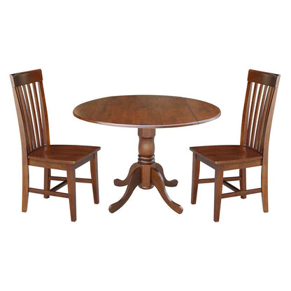 International Concepts (Set of 3 Pcs) - 42in Dual Drop Leaf Table with 2 RTA Chairs in Espresso Finish - K581-42DP-C-465P veiw 1