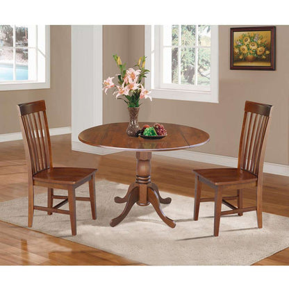 International Concepts (Set of 3 Pcs) - 42in Dual Drop Leaf Table with 2 RTA Chairs in Espresso Finish - K581-42DP-C-465P veiw 2