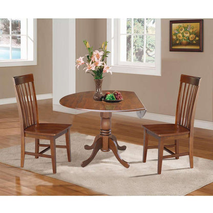 International Concepts (Set of 3 Pcs) - 42in Dual Drop Leaf Table with 2 RTA Chairs in Espresso Finish - K581-42DP-C-465P veiw 3