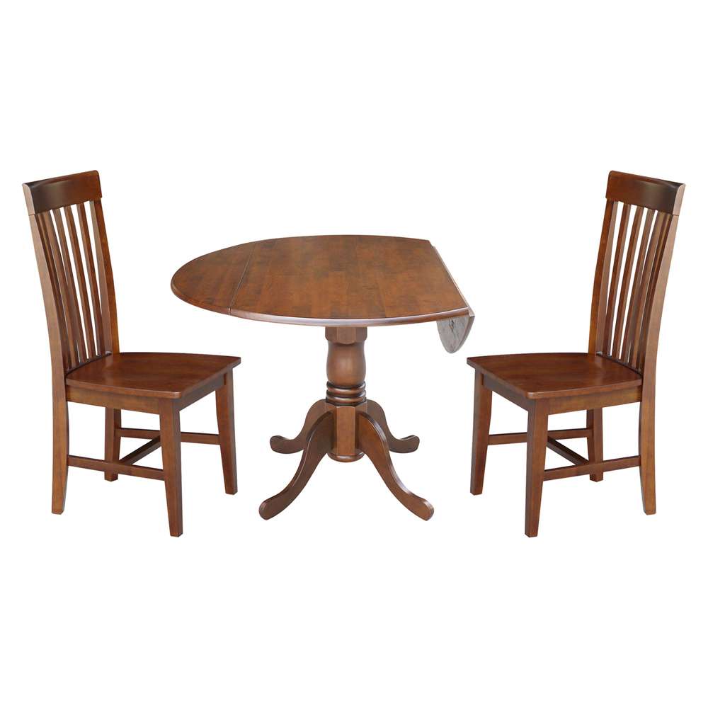 International Concepts (Set of 3 Pcs) - 42in Dual Drop Leaf Table with 2 RTA Chairs in Espresso Finish - K581-42DP-C-465P veiw 4