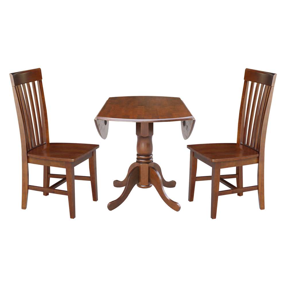 International Concepts (Set of 3 Pcs) - 42in Dual Drop Leaf Table with 2 RTA Chairs in Espresso Finish - K581-42DP-C-465P veiw 6
