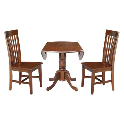 International Concepts (Set of 3 Pcs) - 42in Dual Drop Leaf Table with 2 RTA Chairs in Espresso Finish - K581-42DP-C-465P veiw 6