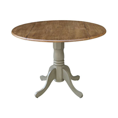 International Concepts (Set of 3 Pcs) - 42in Dual Drop Leaf Table with 2 RTA Chairs in Hickory/Stone Finish - K41-42DP-C2-2 veiw 6