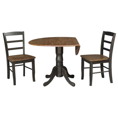International Concepts (Set of 3 Pcs) - 42in Dual Drop Leaf Table with 2 RTA Chairs in Hickory/Washed Coal Finish - K45-42DP-C2-2 veiw 4