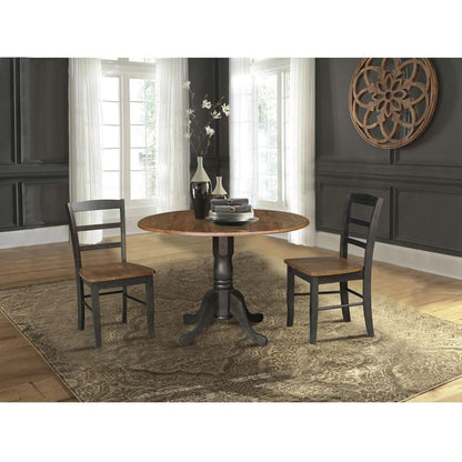 International Concepts (Set of 3 Pcs) - 42in Dual Drop Leaf Table with 2 RTA Chairs in Hickory/Washed Coal Finish - K45-42DP-C2-2 veiw 5